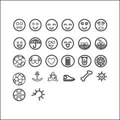 Fototapeta premium A set of vector icons features a black silhouette design within a circle, offering Christmas symbols and food illustrations for web design