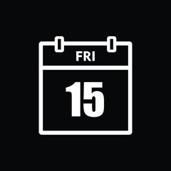 calender icon, 15 friday icon with black background
