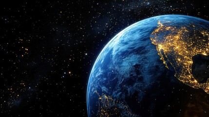 Earth seen from space, glowing cities