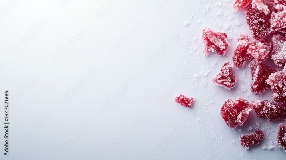 Poster a cluster of frozen blackberries adorned with ice crystals is elegantly displayed against a clean wh