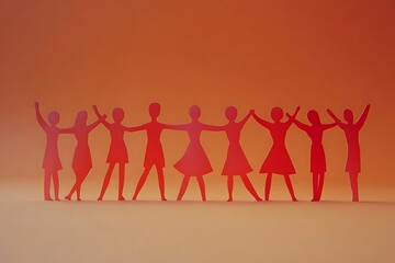 Women Paper Cutouts Sisterhood Teamwork Achievement