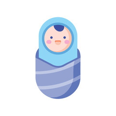 Cute Baby Swaddled in Blue Blanket