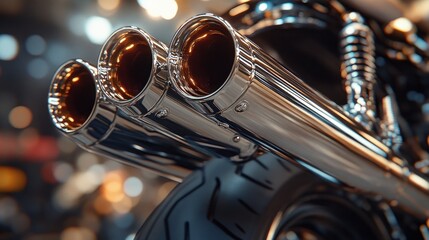 Naklejka premium Chrome motorcycle exhaust pipes (1)