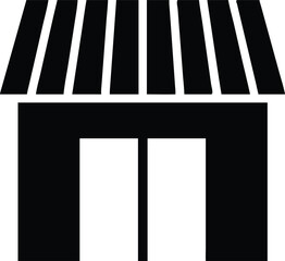 Minimal black and white shop structure presents a simple and symbolic storefront design