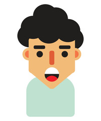 Young Male Avatar with Curly Hair in Flat Design
