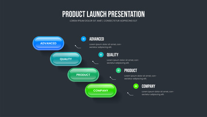 Modern Planning 4 Option Infographic Slide Design. Consulting Forecast Slideshow Layout Vector Illustration. Digital Visualization Four Step Diagram Presentation Template.