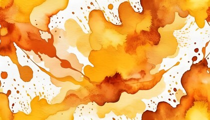 Lemon yellow gold amber orange mustard white abstract watercolor. Colorful art background. Bright vibrant fire hot. Daub stain chaos grunge rough grain. Design.