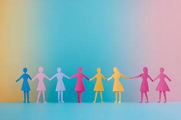 Women Supporting Each Other Colorful Paper Chain of Empowerment