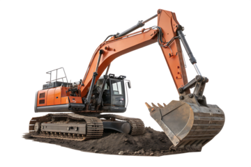 Excavator heavy construction machinery excavation shoveling machine excavator isolated on white background PNG