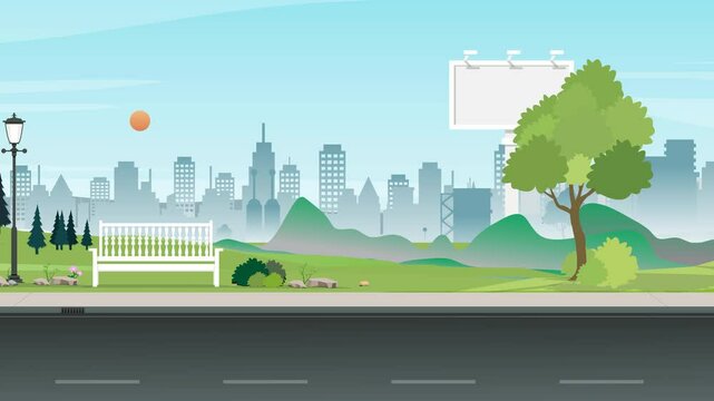 Flat Animation: Modern City Street Build-Up Sequence