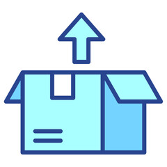 Unboxing blue outline icon