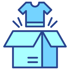 Unboxing blue outline icon