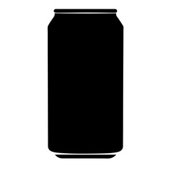 Simple silhouette of a standard beverage or soda can on white background