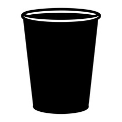A minimalist black and white illustration of a simple cup silhouette image