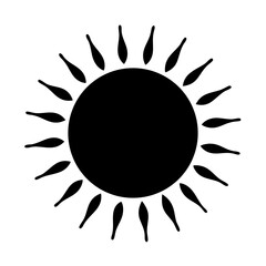 Simple black and white sun vector illustration with elongated rays design
