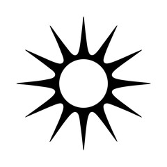 Black sunburst illustration with sharp spikes emanating from a central circle
