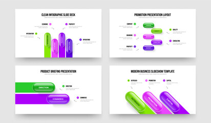 Marketing Growth 4 5 2 3 Step Infographic Slideshow Template Collection. Financial Solution Four Five Two Three Option Diagram Presentation Layout Vector Illustration Bundle.