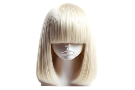 Isolated Blonde Bob Wig on Mannequin Head - Realistic Illustration