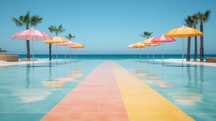 Colorful pathway to the beach