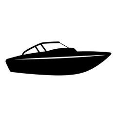 Silhouette of a modern pleasure boat, speedboat or yacht on white background