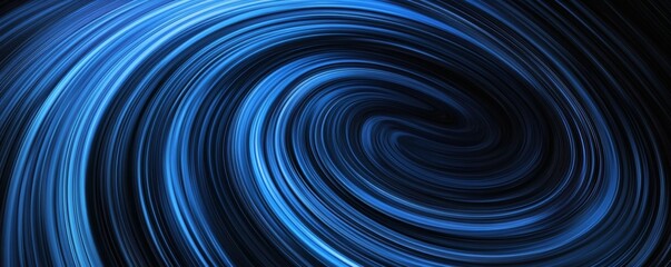 An abstract swirling pattern of blue and black color gradients