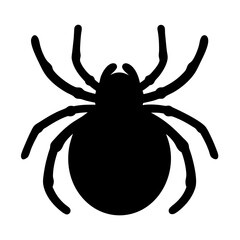 Simple Halloween Spider Silhouette with Eight Legs on Plain White Background