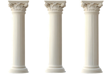Isolated Classic Columns Illustration, White Stone Pillars, Architectural Design, Transparent Background