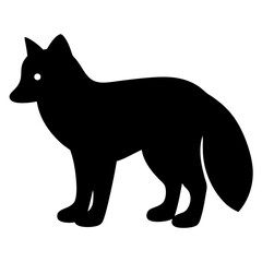 A striking black silhouette of a fox standing alert and poised