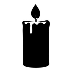 Minimalist black silhouette of a single lit candle, perfect for vector graphics