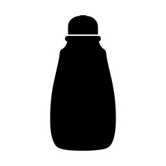 Simple black silhouette of a bottle with a stopper on white background