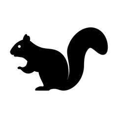 Stylized Silhouette of a Squirrel with Fluffy Tail on a White Background