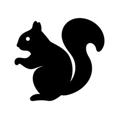 Elegant silhouette of a squirrel with a fluffy tail on white background