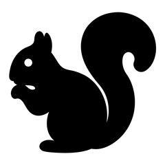 Black squirrel silhouette illustration, wildlife animal with bushy tail and small ears
