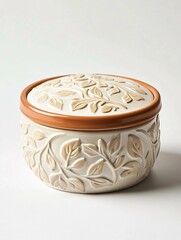 An elegant ceramic butter dish lid with a glossy finish and intricate detailing, perfect for enhancing any kitchen decor against a white background.