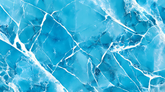 Ocean blue and turquoise marble with intricate white veining, cracked surface radiating serene aquatic vibes. [Frozen Time] | Ice Fractures | frozen cracks. Illustration