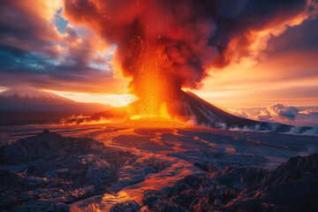 Majestic volcano showcases the beautiful balance between peaceful slumber and powerful awakening, embodying the captivating dance of serenity and potential for breathtaking eruptions that make these n