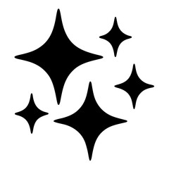 Group of Black Stars with Sharp Points Shining Together in Space