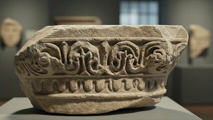 Ancient Carved Stone Artifact CloseUp