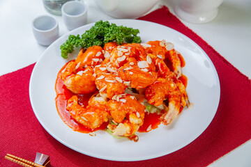 Chili shrimp sold in Korea is delicious