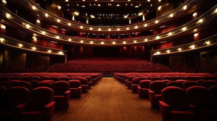 Grand theater interior with red seats