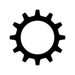 Black and White Gear Icon Illustration for Machinery and Technology Concepts