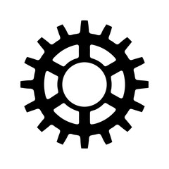 A Single Black Gear with a Central Opening on White Background