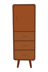 Minimalist Wooden Storage Cupboard Vector Illustration for Contemporary Interiors
