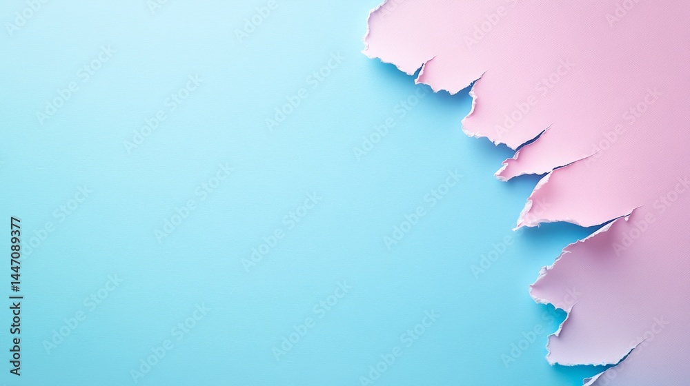 Aufkleber a close-up view showcases a single piece of torn paper with jagged edges against a muted pastel back