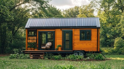 Sustainable Tiny House in a Lush Green Forest Setting