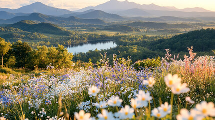beautiful blue wild flowers virginia blue bells growing in woodland field in the mountains refreshing morning spring season blooming view ai generated 