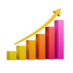 Growth chart diagram with arrow showing business success and progress