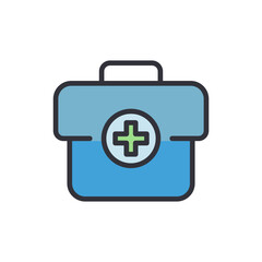 First aid kit colored icons, minimalist vector illustration ,simple transparent graphic element .Isolated on white background