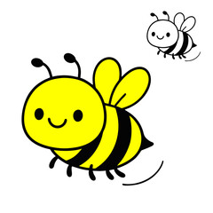 Obraz premium Line Art of Cute Bees Flying.eps