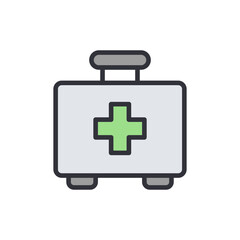 Obraz premium First aid kit colored icons, minimalist vector illustration ,simple transparent graphic element .Isolated on white background